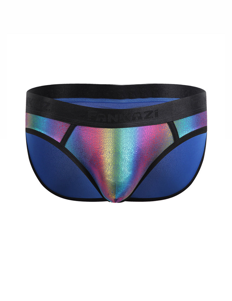 Men Rainbow Colorblock Briefs Low Rise Underwear