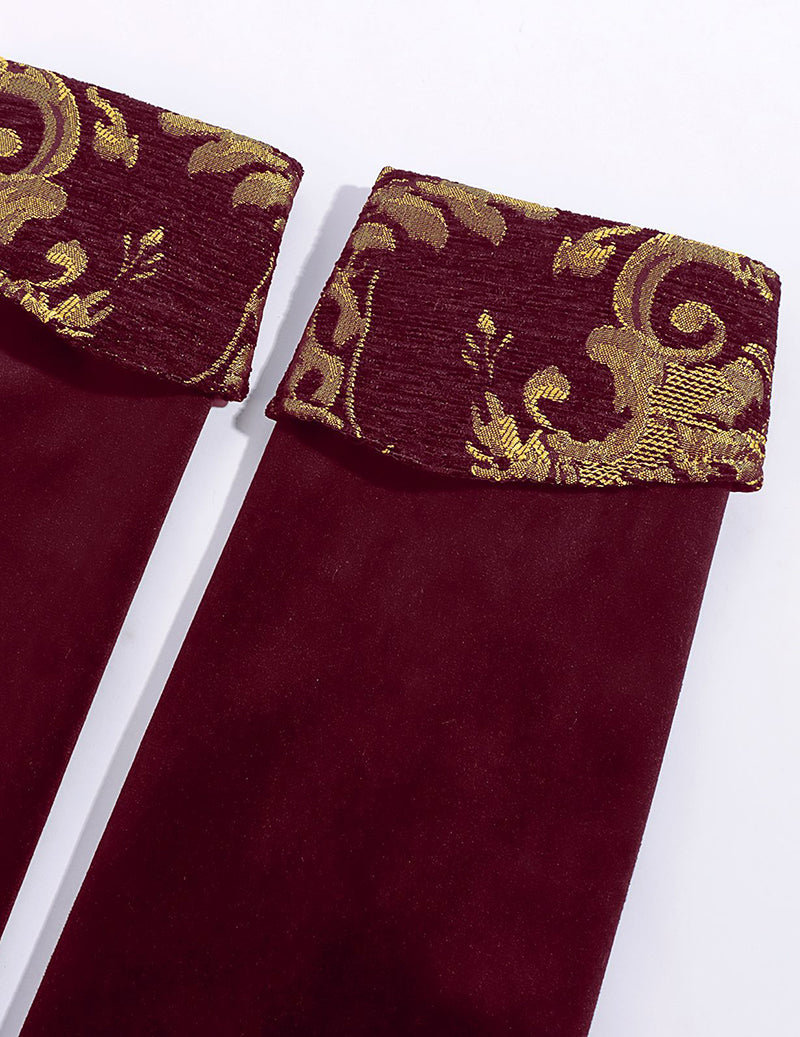 Dark red stand-collar frock coat with gold baroque embroidered shoulder trim
