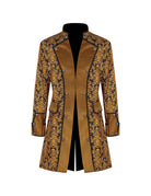 Men's gold baroque double-breasted coat with black lapels and beige panels