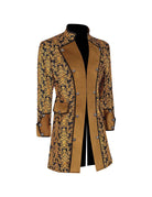 Men's gold baroque double-breasted coat with black lapels and chest pockets