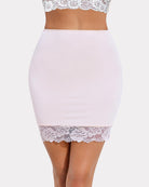 White half-slip skirt with lace trim hem and elastic waistband