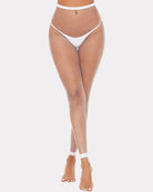 White fishnet high-waist footless tights with diamond lattice and V gusset
