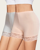 Nude shapewear shorts with lace hem for dresses